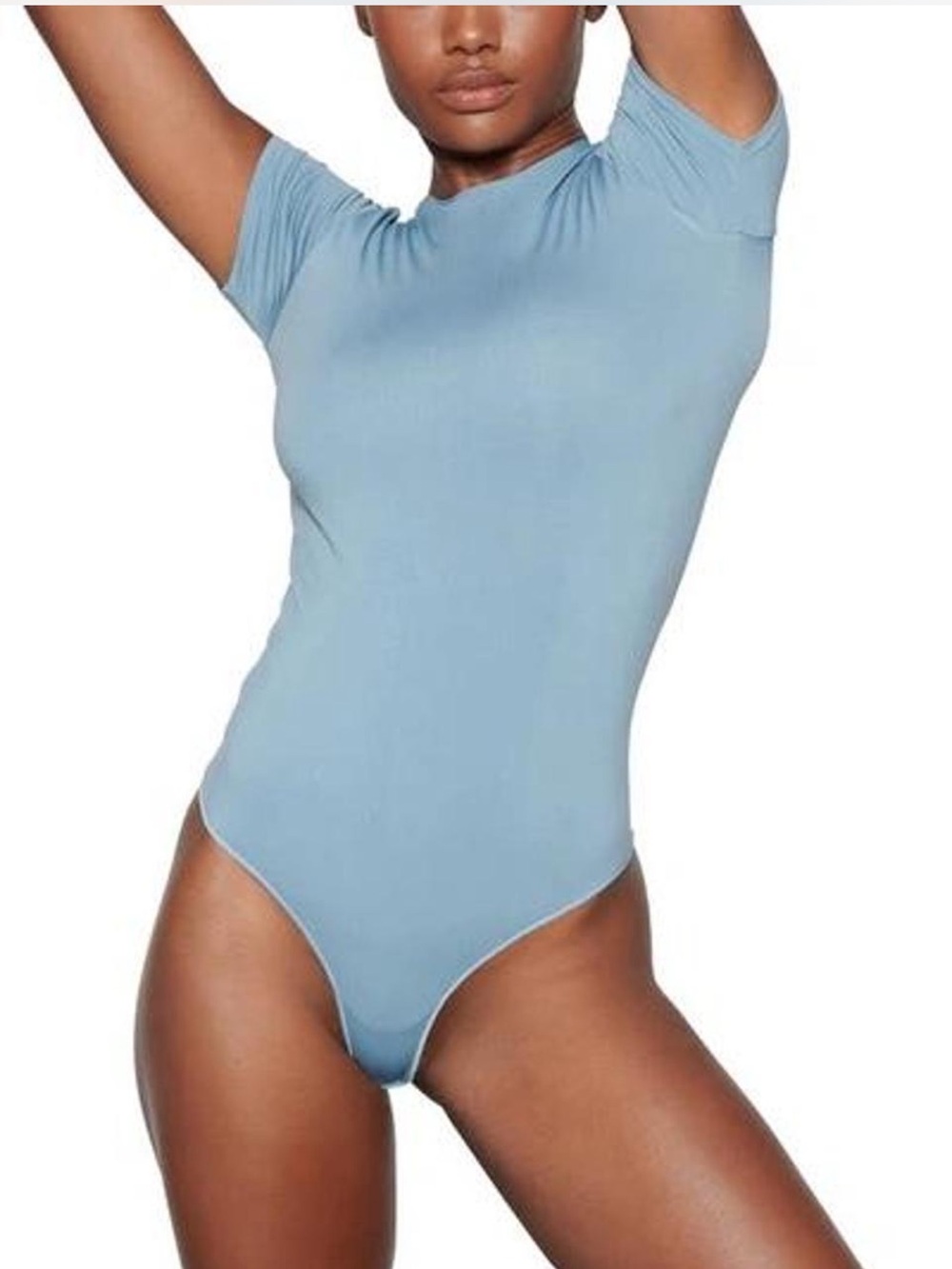 Skims Light Blue Short Sleeve Bodysuit